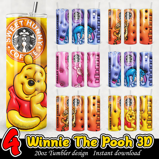 Winnie The Pooh Tumbler 3D Bundle, Disney 20oz tumbler bundle