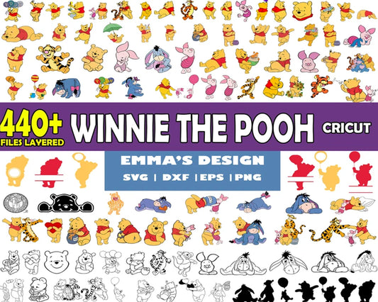 Disney winnie the pooh bundle svg, winnie the pooh characters​ svg