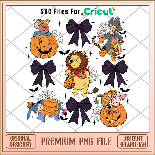 Winnie the pooh bow halloween png, pooh png, halloween png