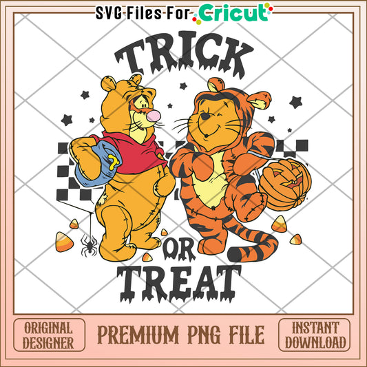 Winnie and tigger trick or treat png, halloween candy png, halloween decor png