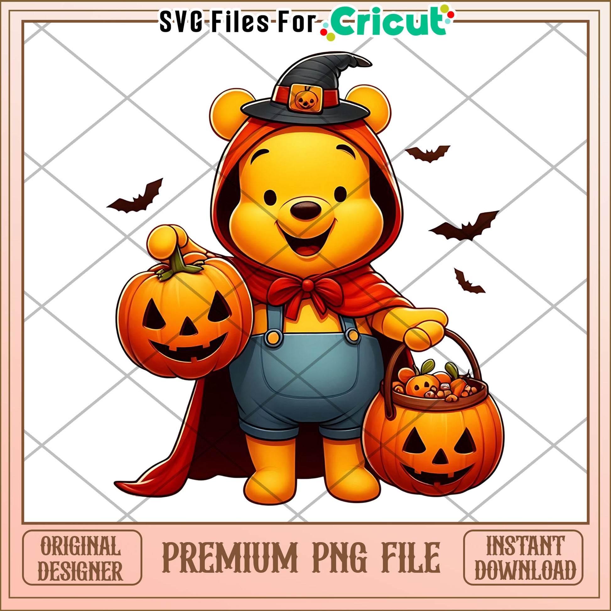 Winnie pooh halloween png, halloween characters png, cute halloween design png