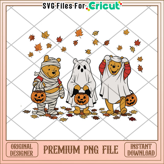Winnie pooh png, halloween costumes png, spooky halloween png
