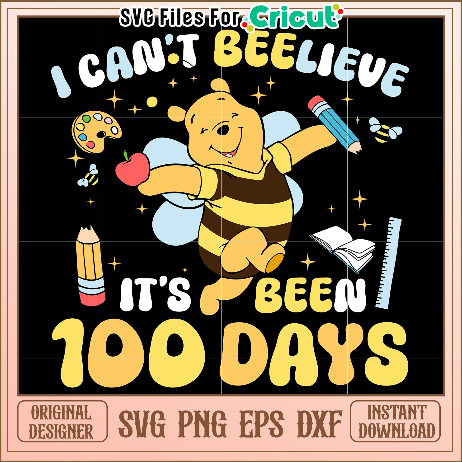 Winnie the Pooh 100 Days SVG Design