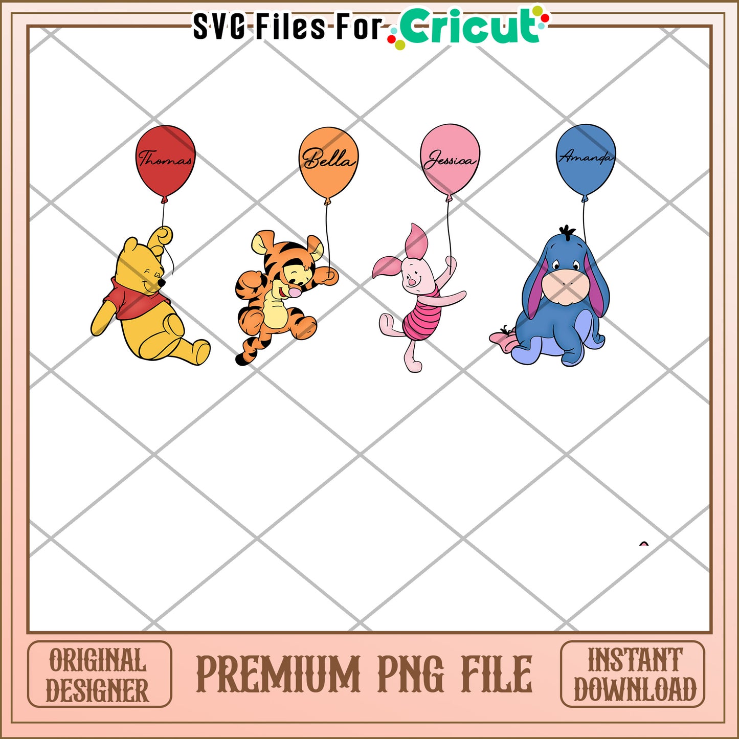 Winnie the Pooh Balloon PNG Cricut File