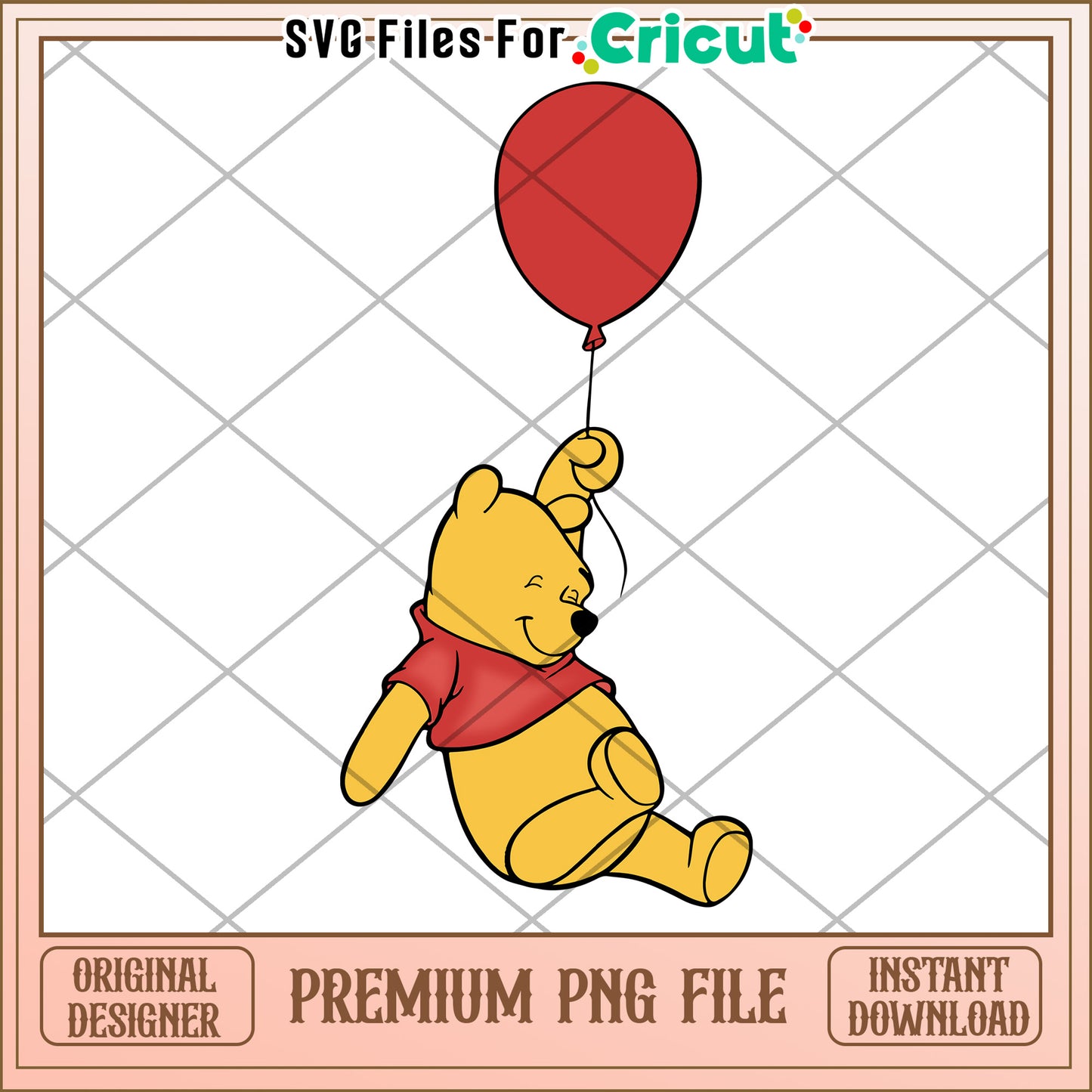 Winnie the Pooh Balloon PNG File for Crafting Projects