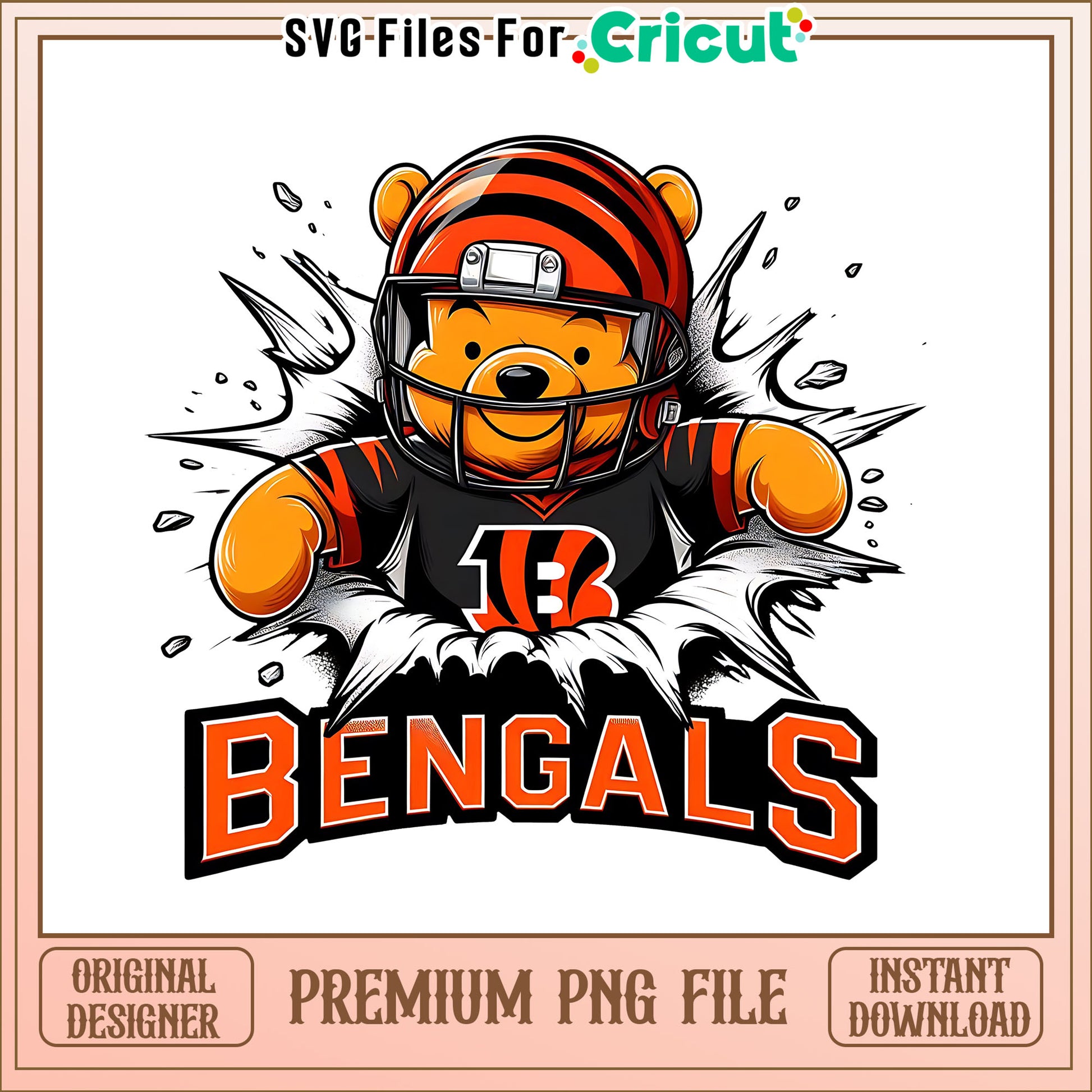 Winnie the Pooh Bengals png, Cincinnati Bengals png, NFL png