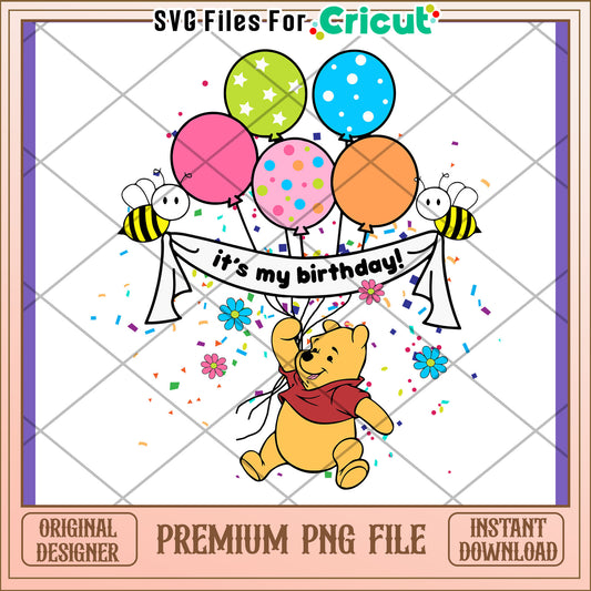Winnie the Pooh Birthday PNG Design