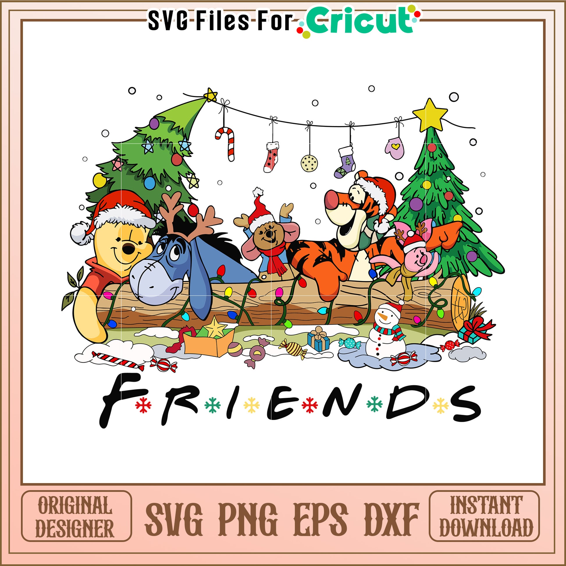 Winnie the Pooh Christmas SVG Design