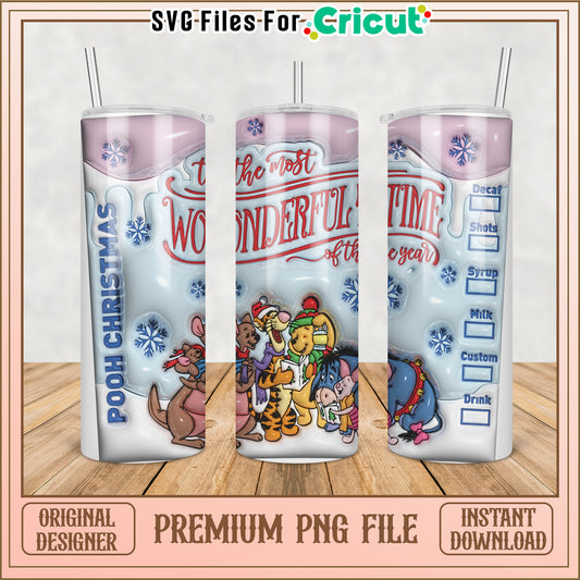 Winnie the Pooh Christmas Tumbler PNG