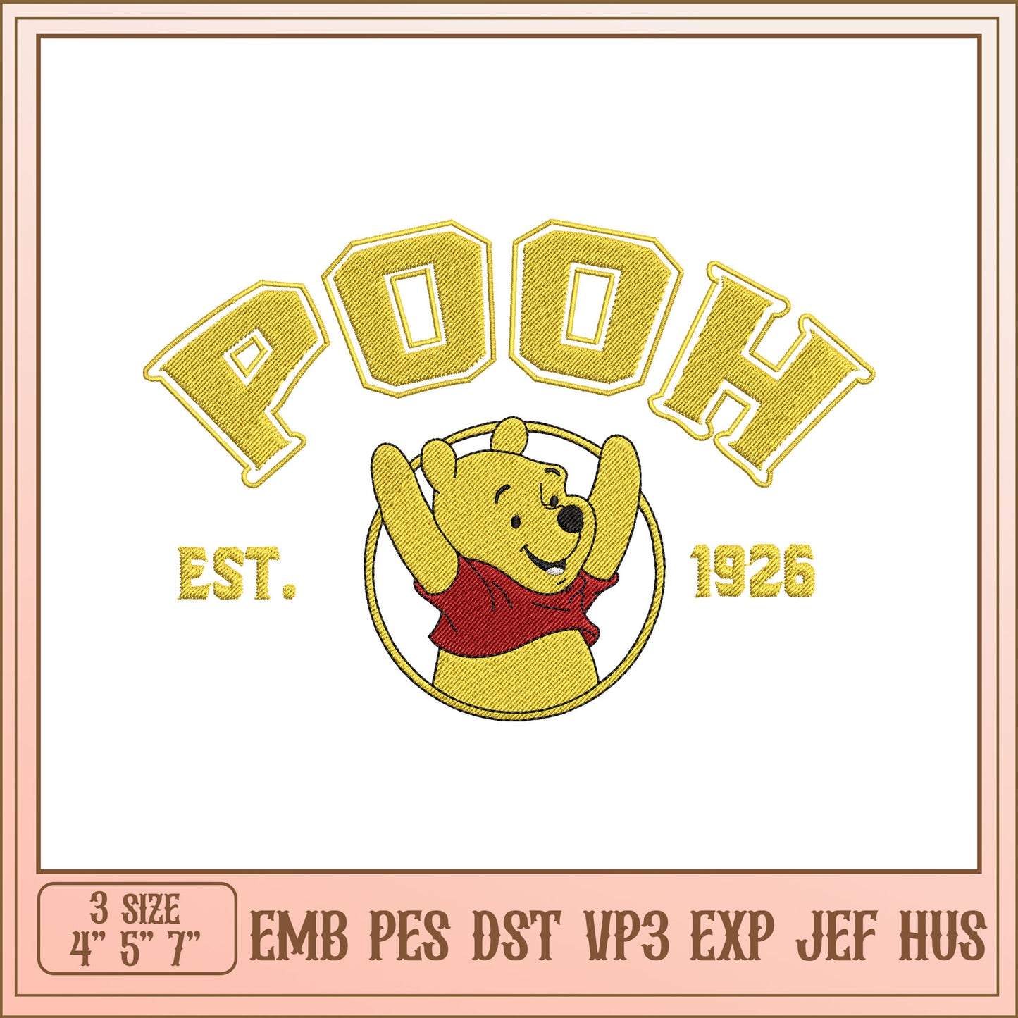 Winnie the Pooh Embroidery Design Vintage Style 1926 Sizes