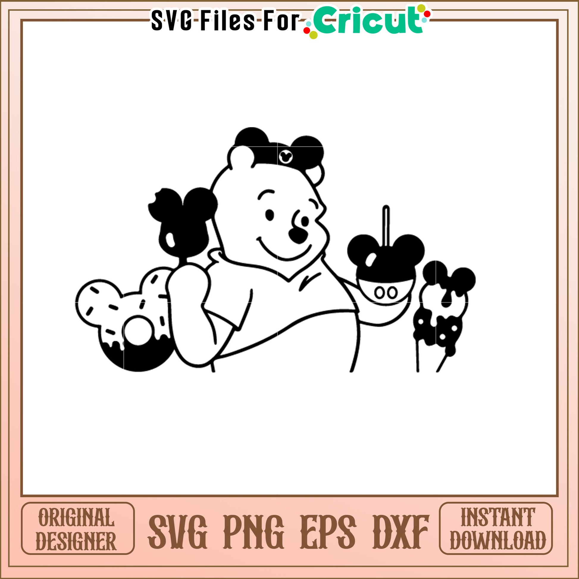 Winnie the Pooh Enjoying Treats SVG Cute Cartoon Design