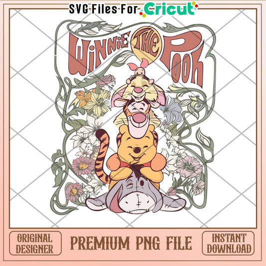 Winnie the Pooh Floral PNG Cricut File
