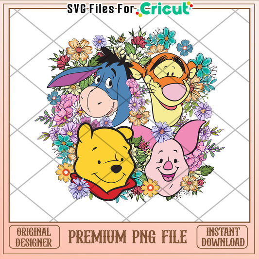 Winnie the Pooh Floral PNG Download