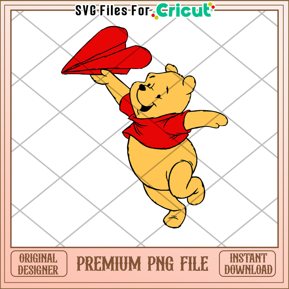 Winnie the Pooh Flying Paper Plane PNG File for Crafts – svg files for ...