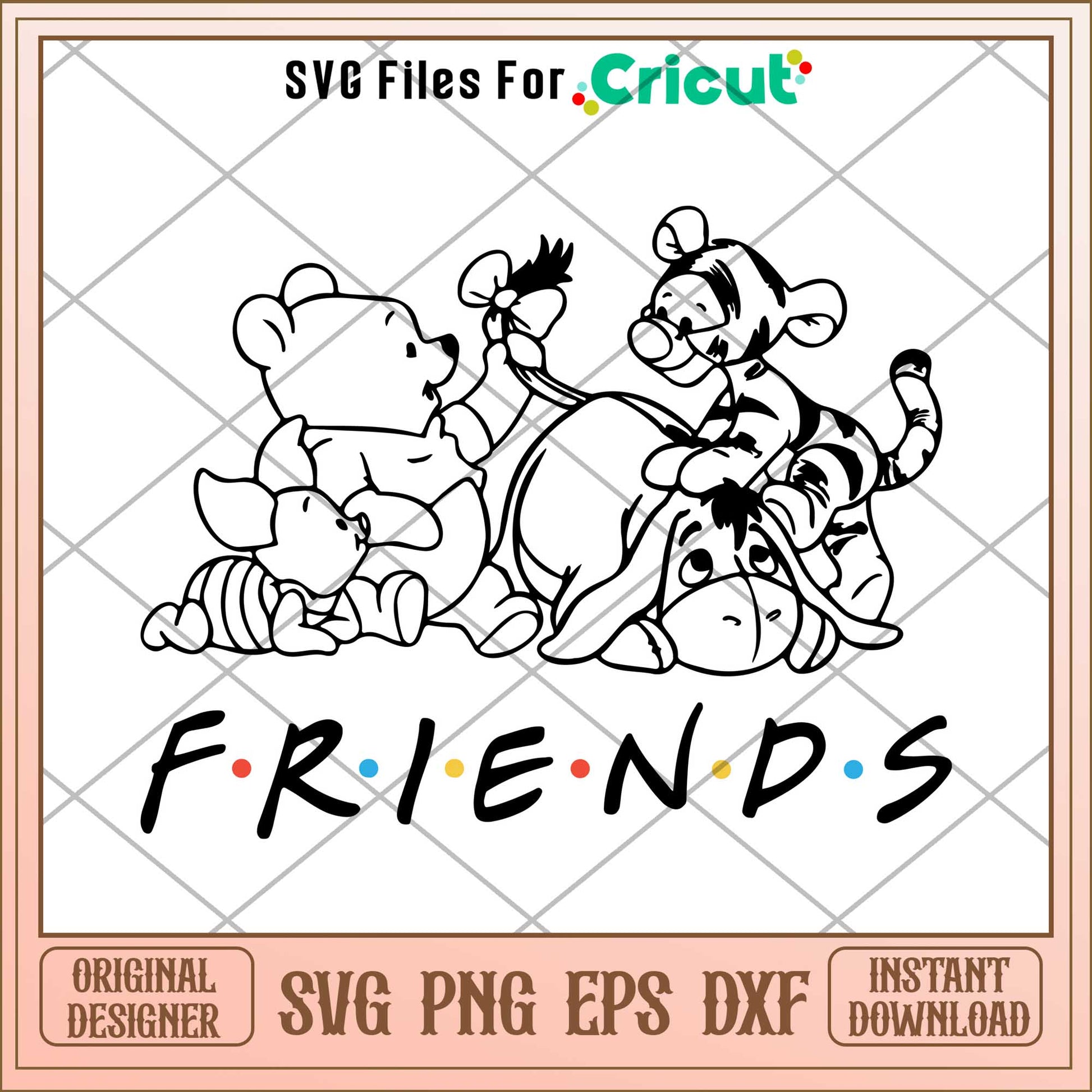 Winnie the Pooh Friends coloring  Svg, Winnie the pooh character svg, Digital Download