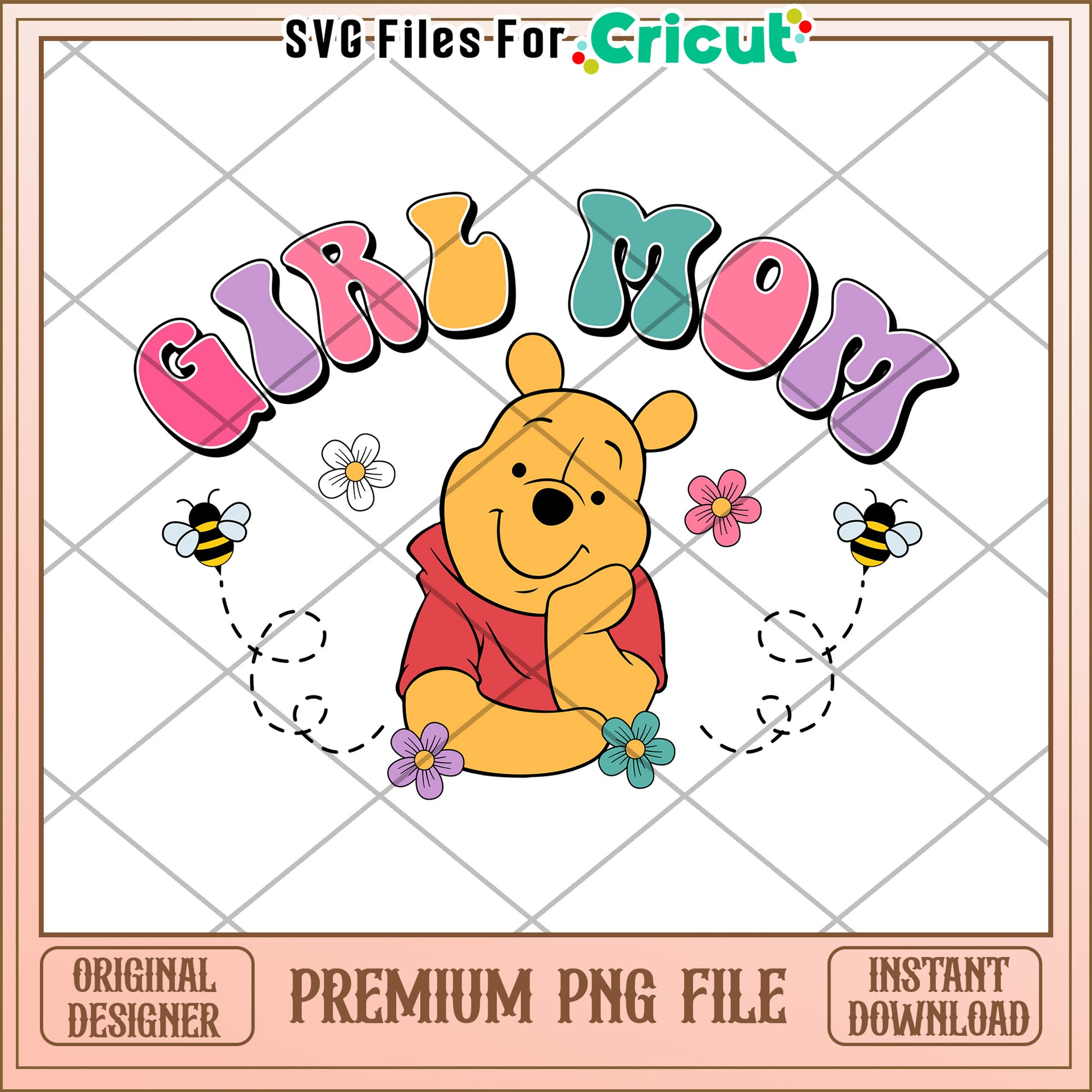 Winnie the Pooh Girl Mom PNG