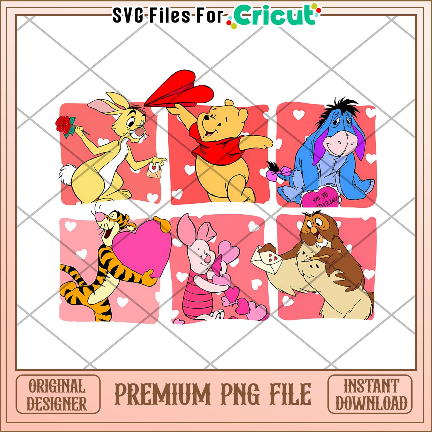 Winnie the Pooh Love Characters PNG for Cricut Crafts