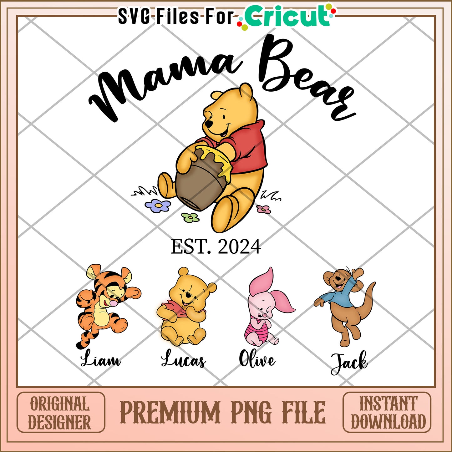 Winnie the Pooh Mama Bear Family PNG