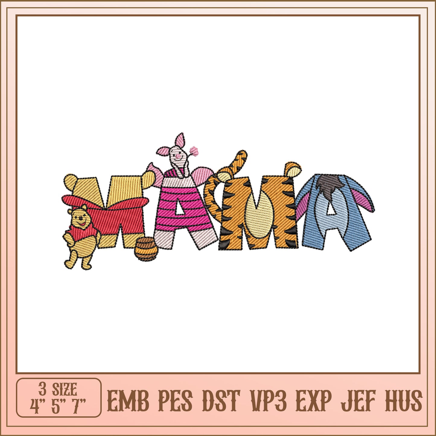 Winnie the Pooh Mama Embroidery Design