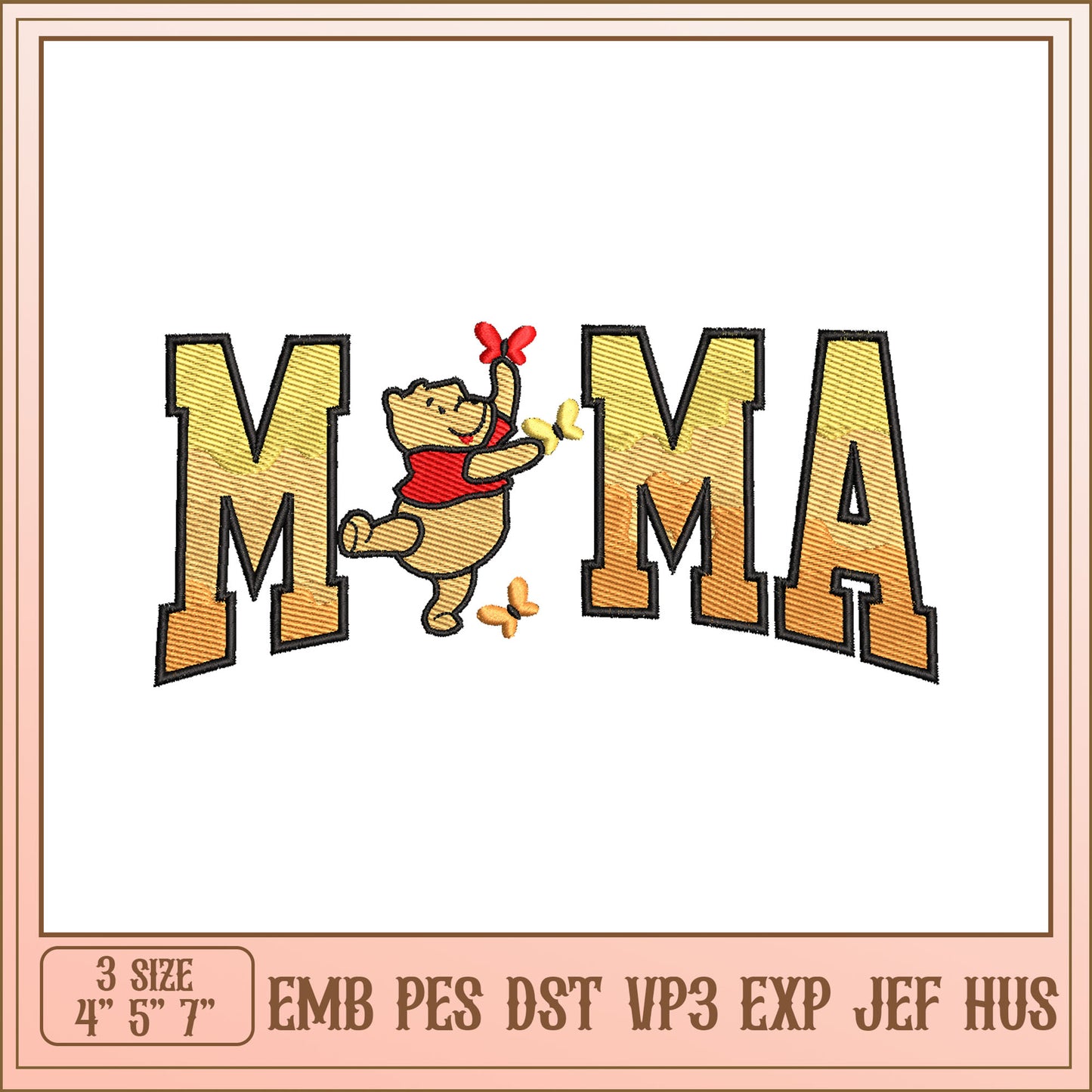 Winnie the Pooh Mama Embroidery Design for Custom Projects