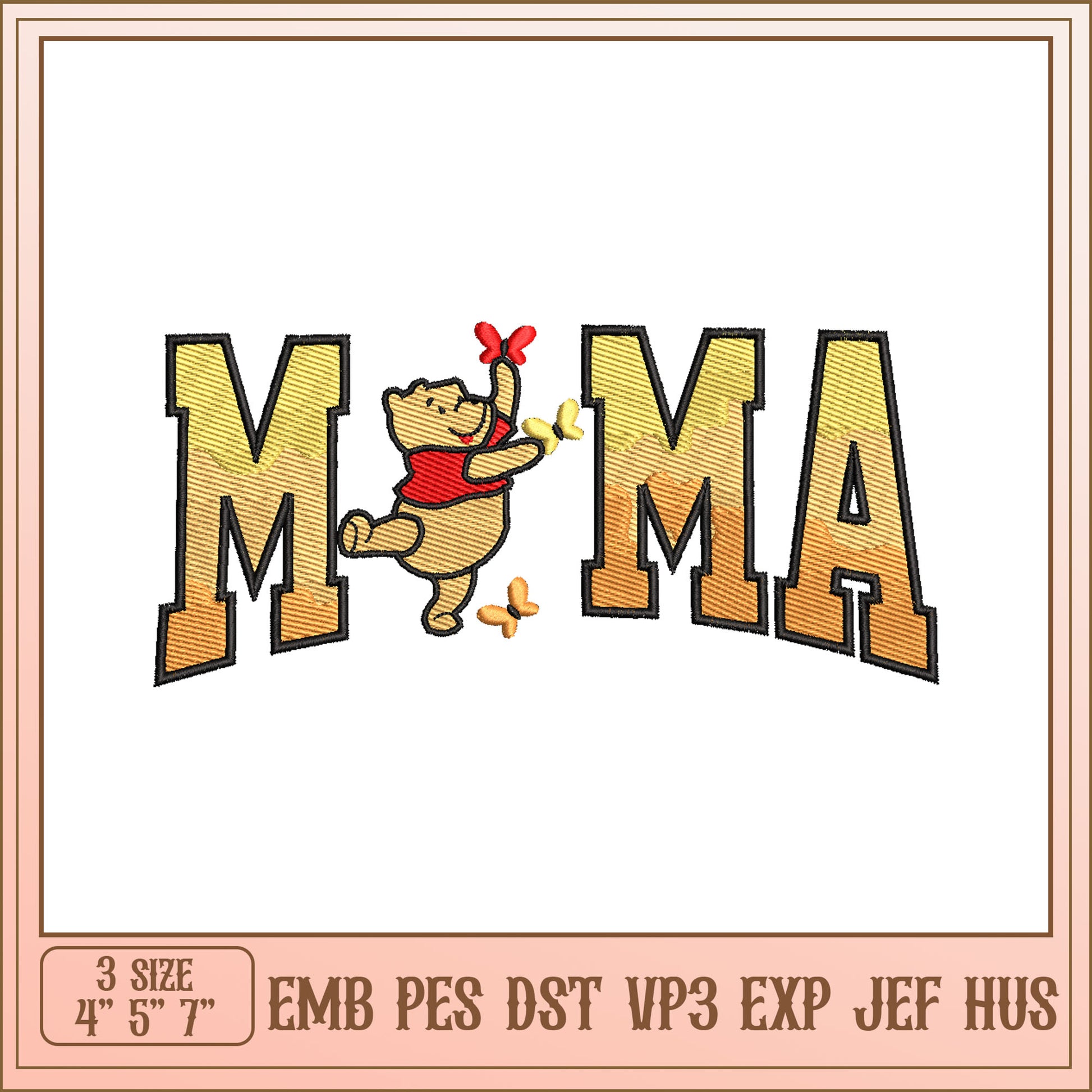 Winnie the Pooh Mama Embroidery Design for Custom Projects