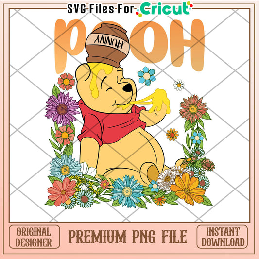 Winnie the Pooh PNG Floral Design