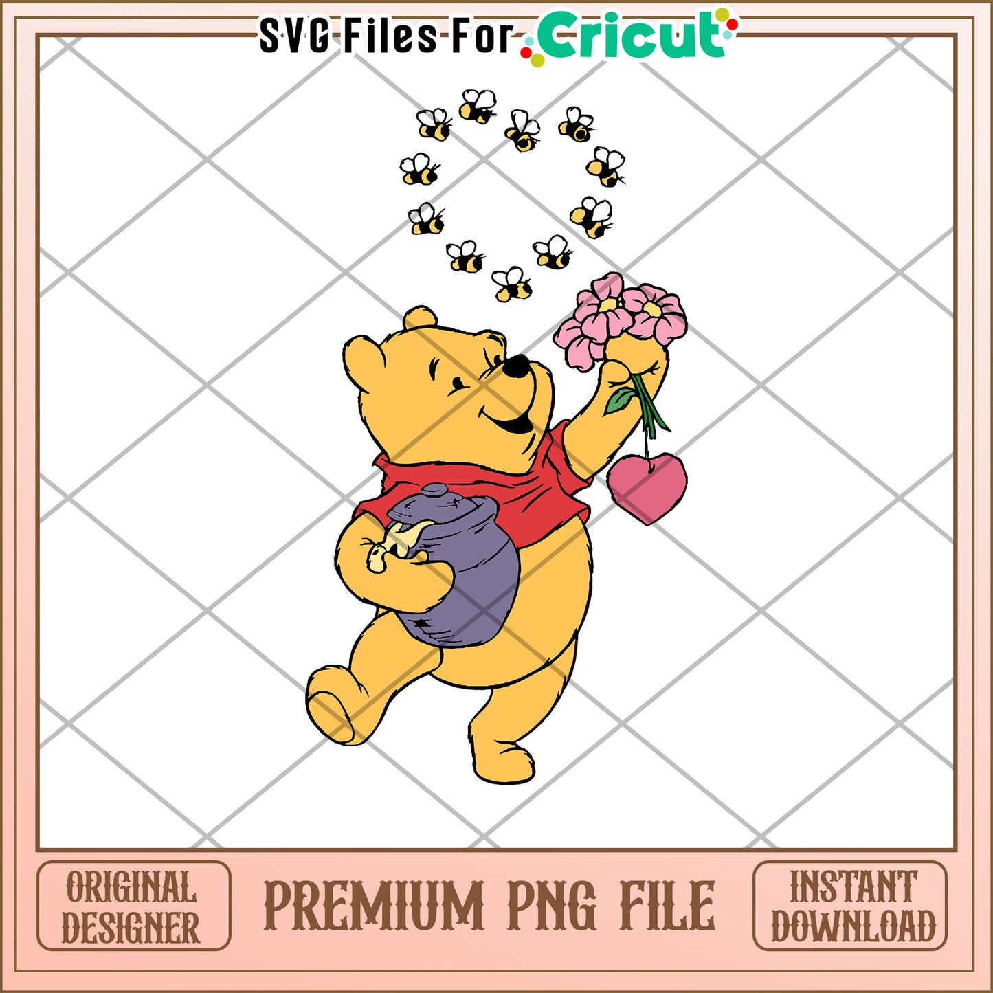 Winnie the Pooh PNG Flower, Bees, Honey Pot