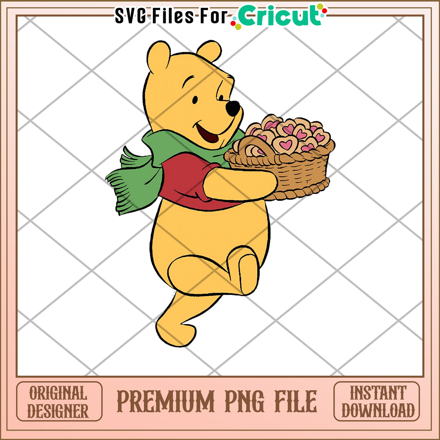 Winnie the Pooh PNG Valentines Cookies