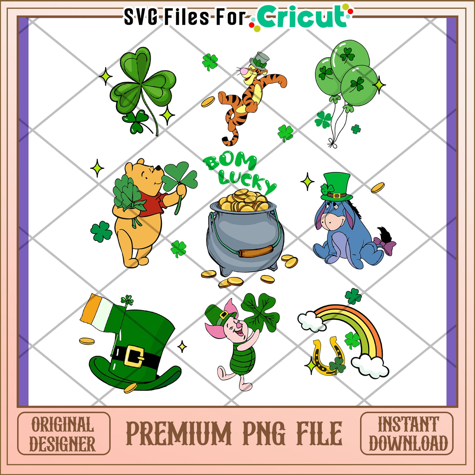 Winnie the Pooh St Patricks Day PNG