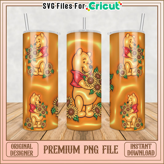 Winnie the Pooh Sunflower Tumbler PNG