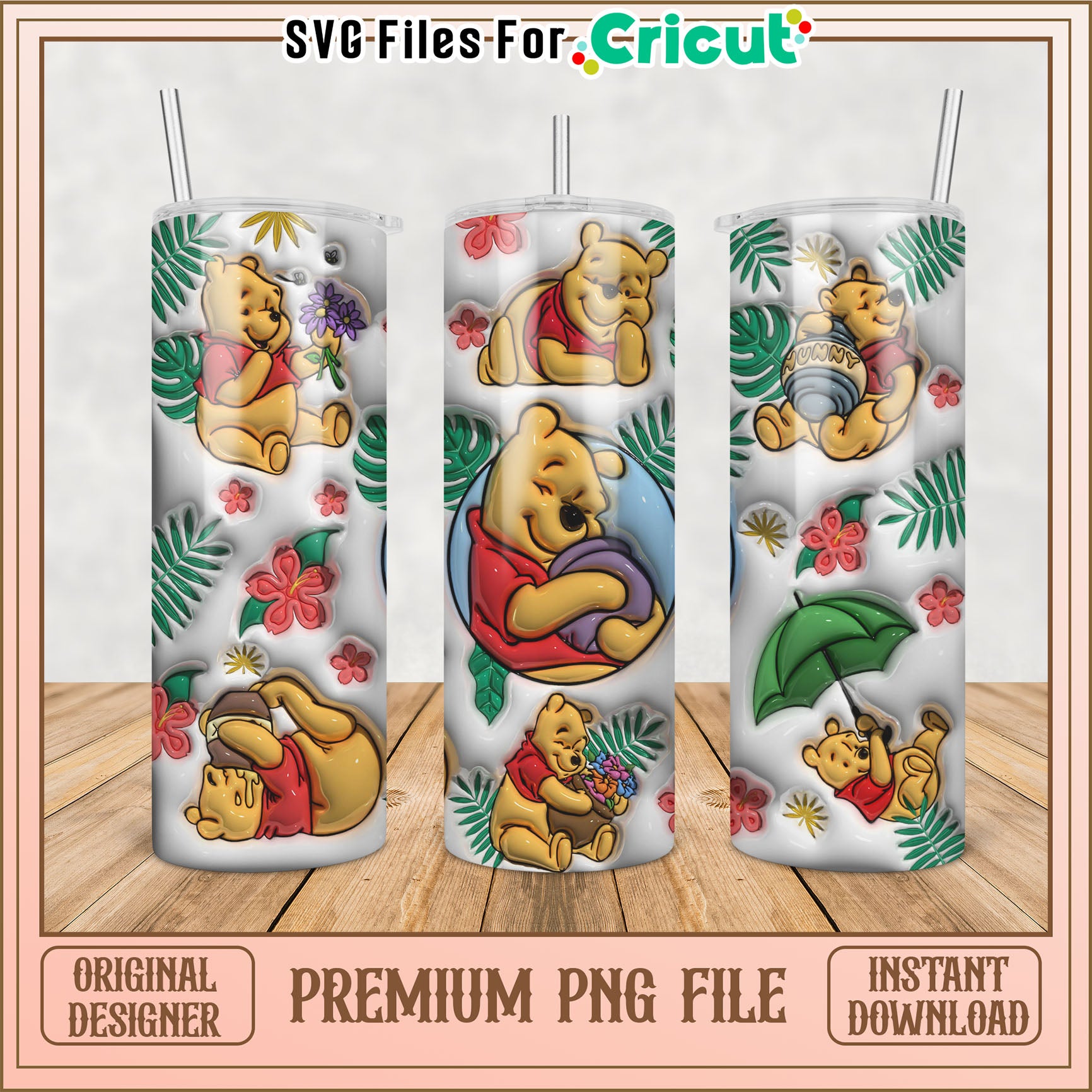 Winnie the Pooh Tropical PNG Sublimation