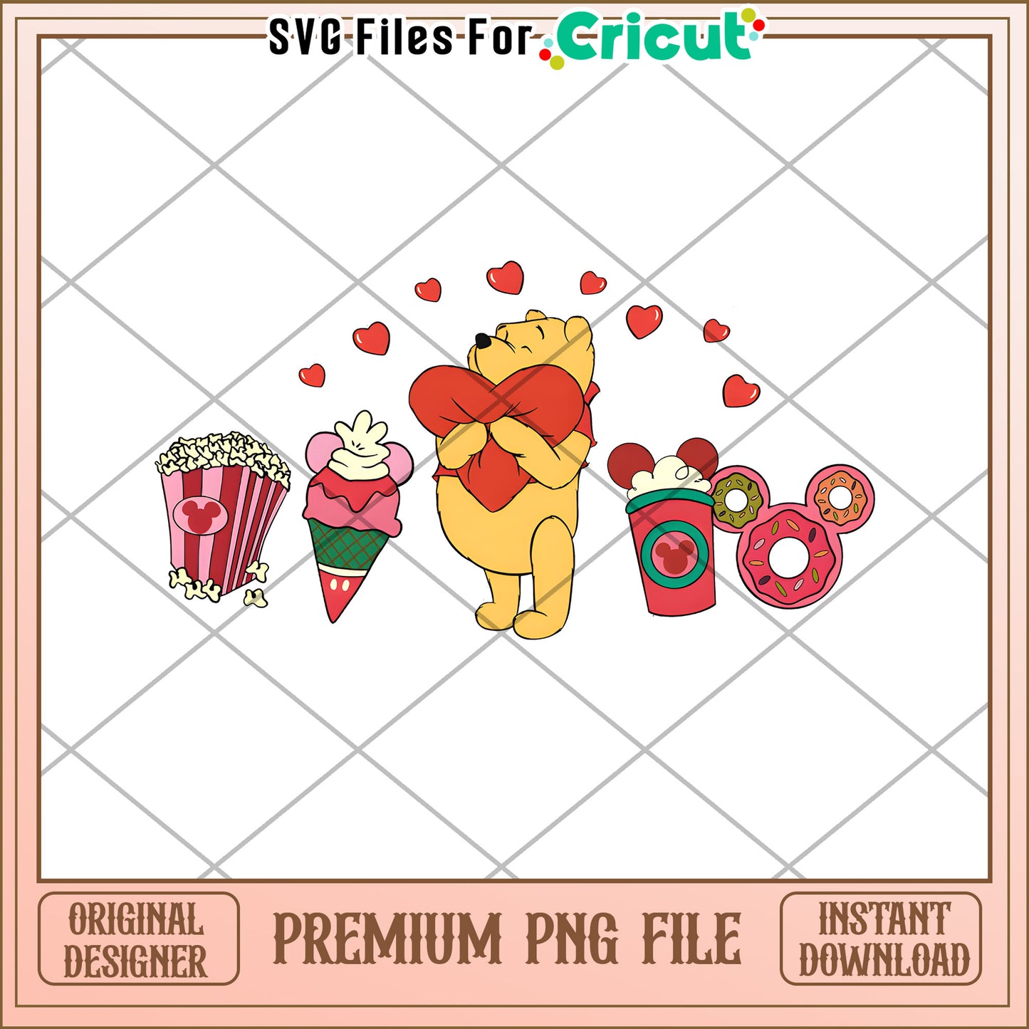 Winnie the Pooh Valentine PNG Cricut