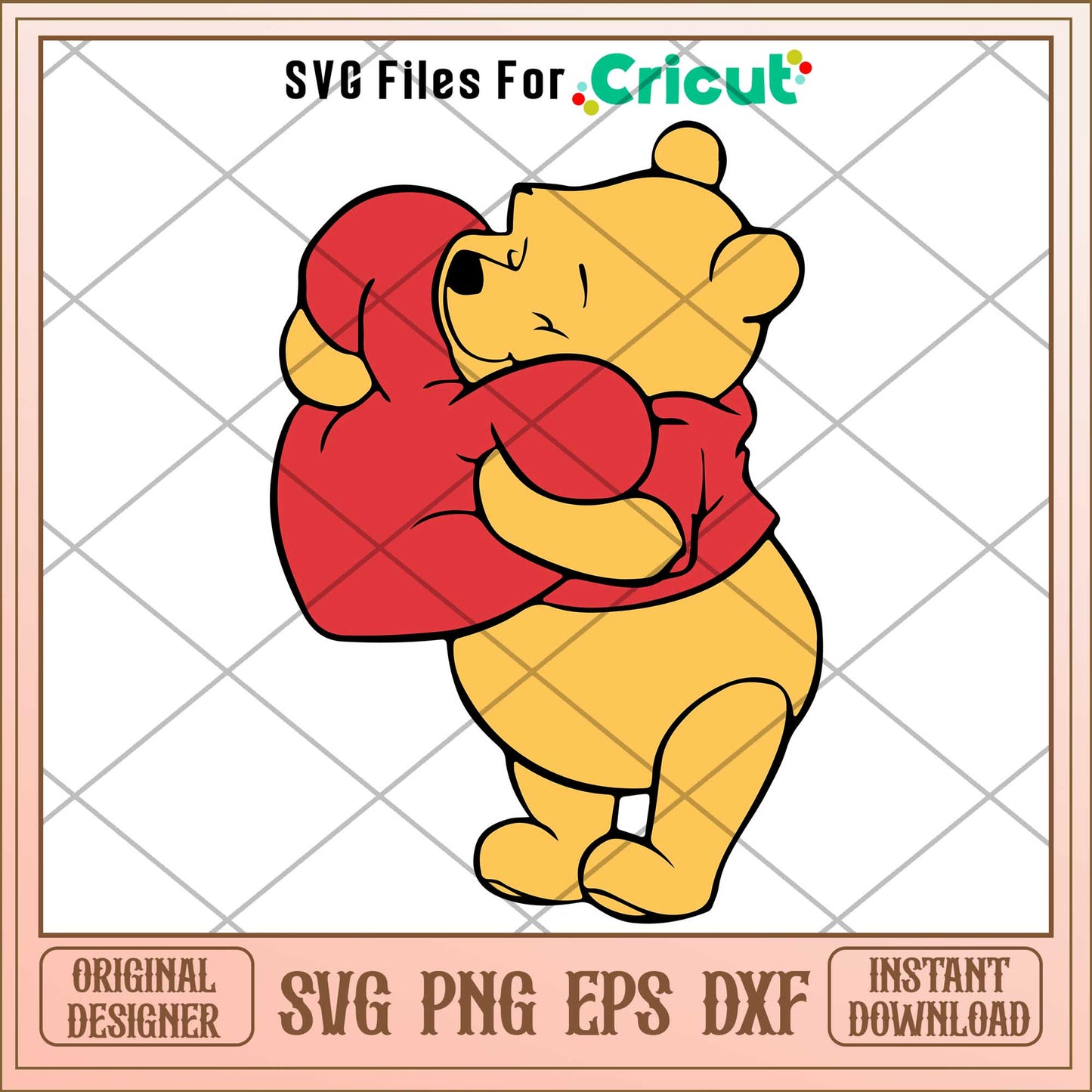 Winnie the Pooh Valentine Svg, Winnie the pooh character svg, Digital Download