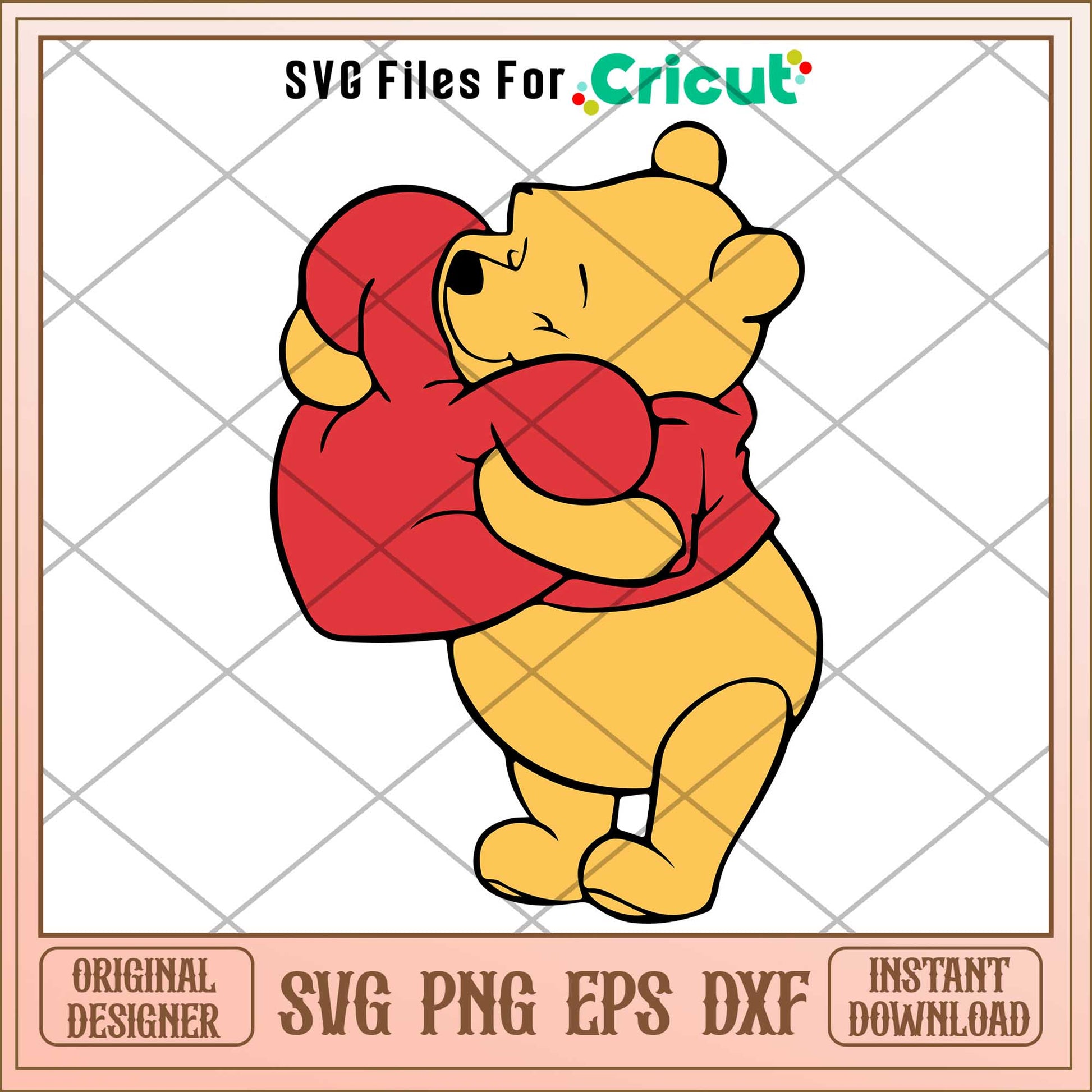 Winnie the Pooh Valentine's Day love  Svg, Winnie the pooh character svg, Digital Download
