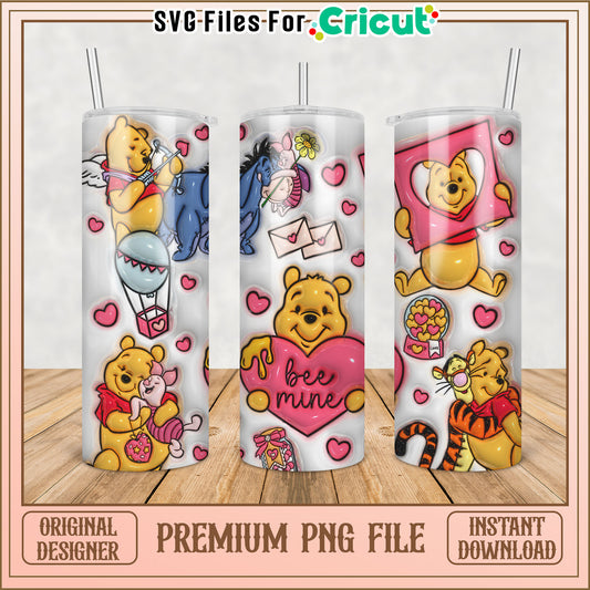 Winnie the Pooh Valentines Tumbler PNG