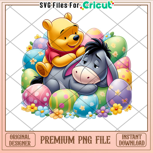 Winnie the Pooh and Eeyore Easter Eggs PNG File Download