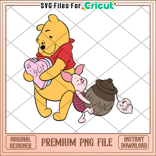 Winnie the Pooh and Piglet Cute Illustration PNG File