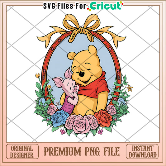 Winnie the Pooh and Piglet design for crafting projects, instant download