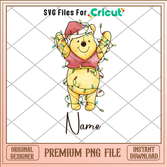 Winnie the Pooh name png, winnie the pooh santa hat png