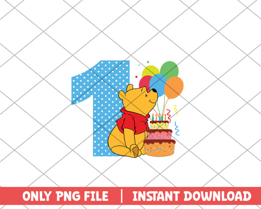 Winnie the pooh birthday one disney png