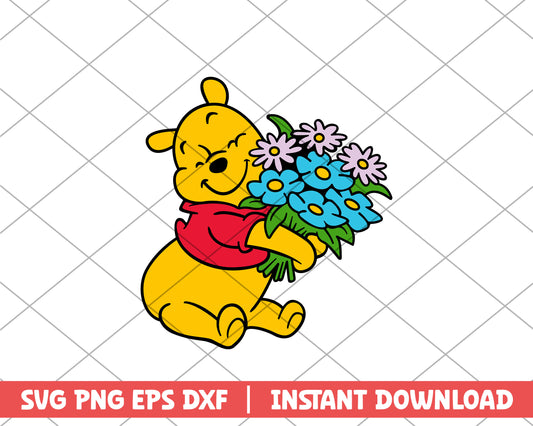 Winnie the pooh flowers cartoon svg 