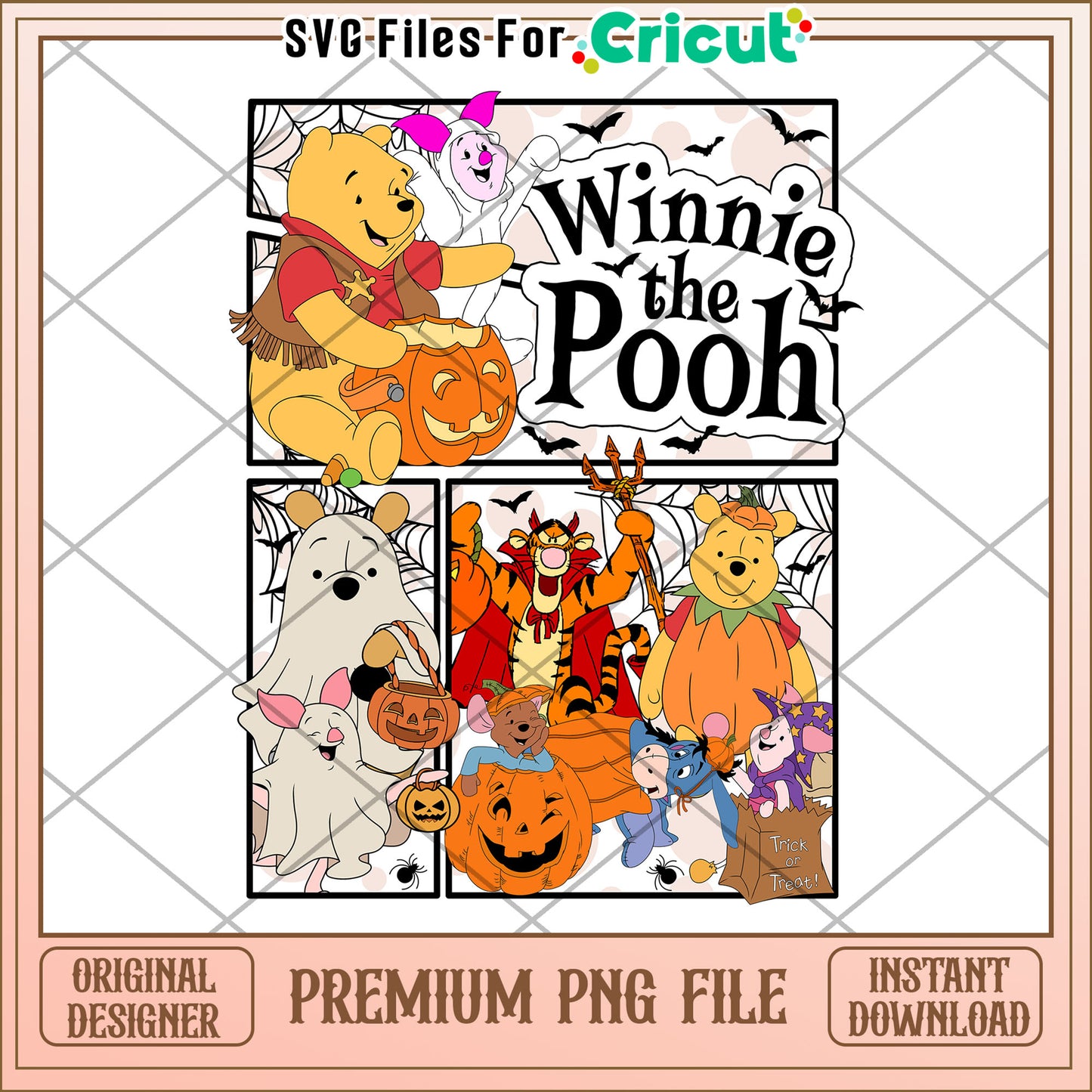 Winnie the pooh halloween characters png, halloween costumes png, spooky season png