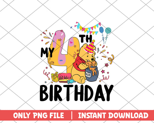 Winnie the pooh my 4th birthday disney png