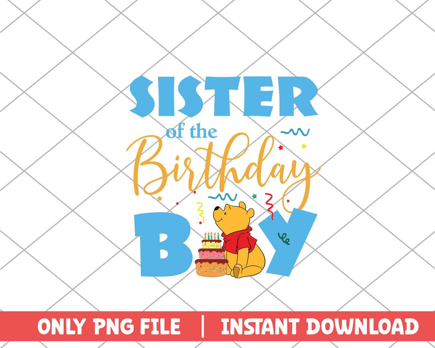 Winnie the pooh sister of the biirthday boy disney png