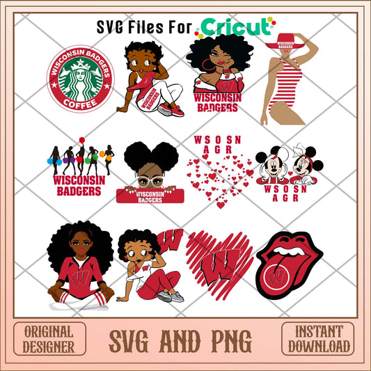 Wisconsin Badgers girl svg, Wisconsin Badgers svg bundle, NCAA svg