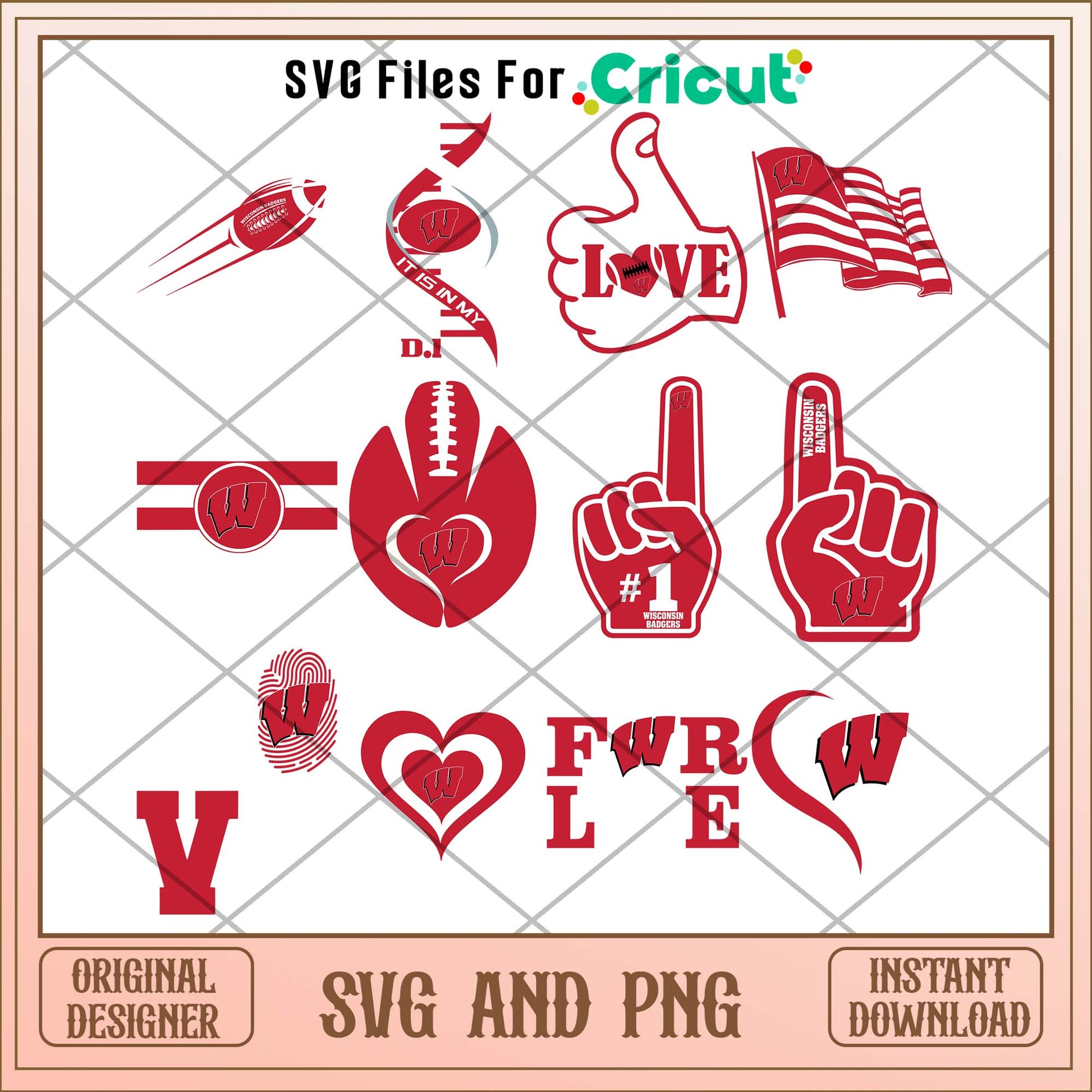 Wisconsin Badgers hand svg, Wisconsin Badgers svg bundle, NCAA svg