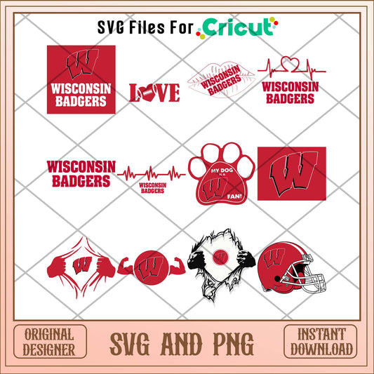 Wisconsin Badgers hero svg, Wisconsin Badgers svg bundle, NCAA svg