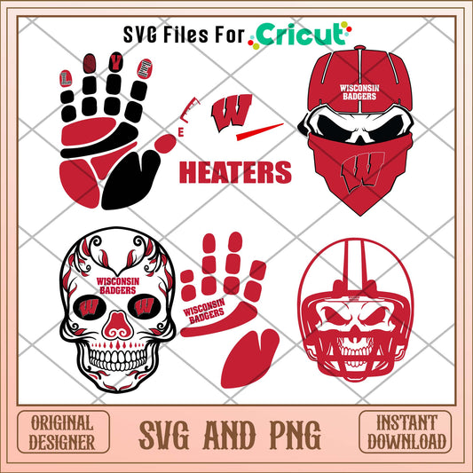 Wisconsin Badgers skull svg, Wisconsin Badgers svg bundle, NCAA svg
