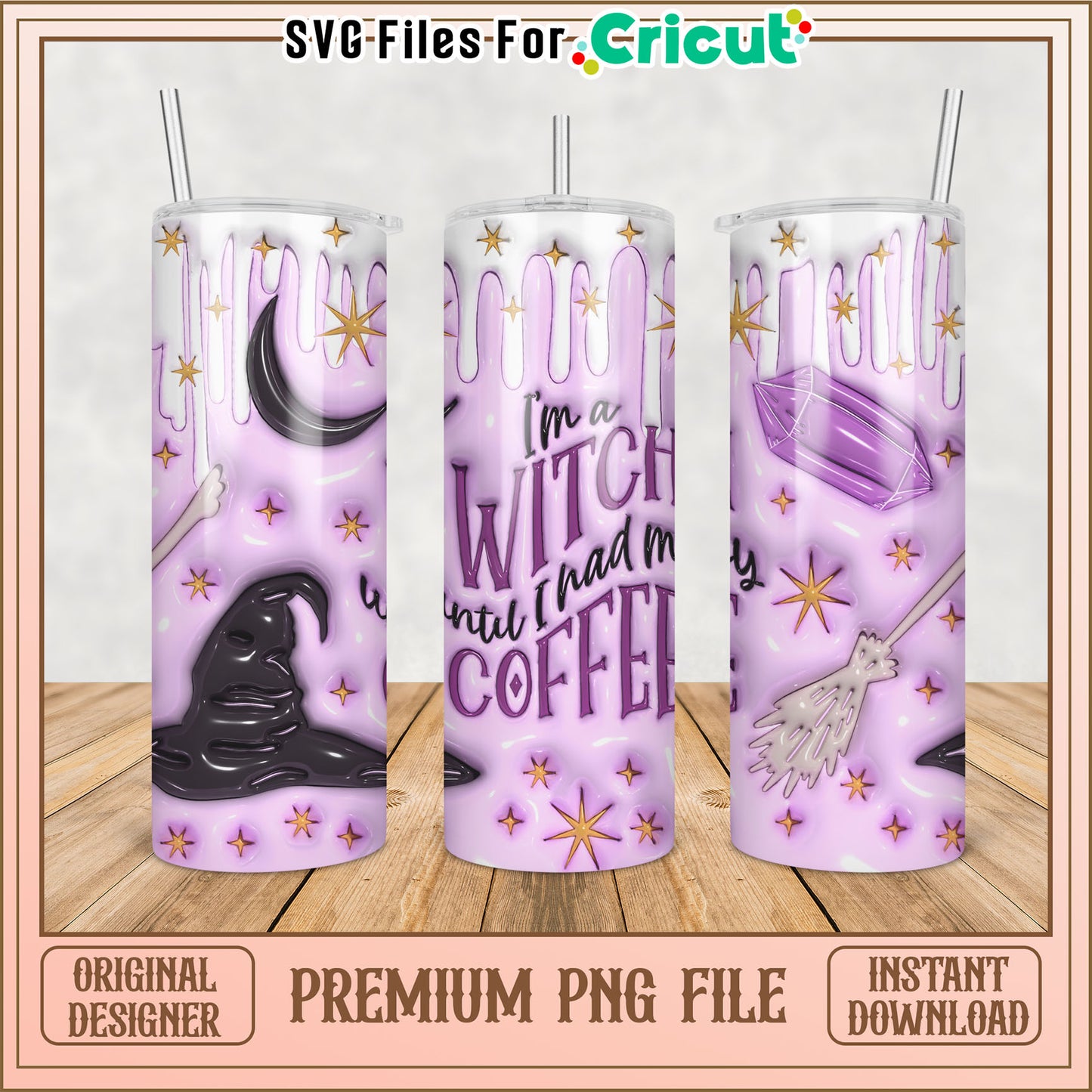 Witch Coffee Tumbler PNG Design