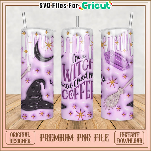 Witch Coffee Tumbler PNG Design
